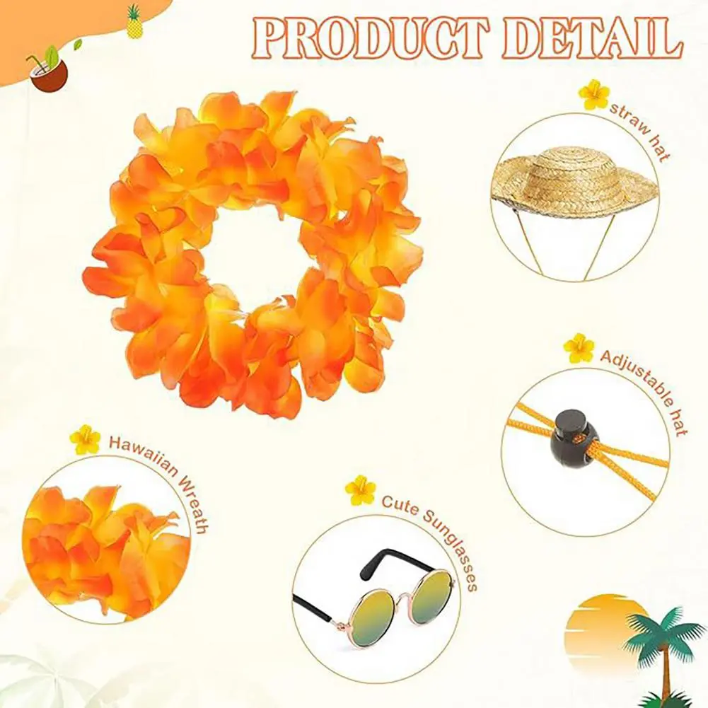 Bright Color Scheme Goose Outfit Hawaiian Porch Goose Outfits Set with Straw Hat Lei Costume for 23/17'' Lawn Patio Statue