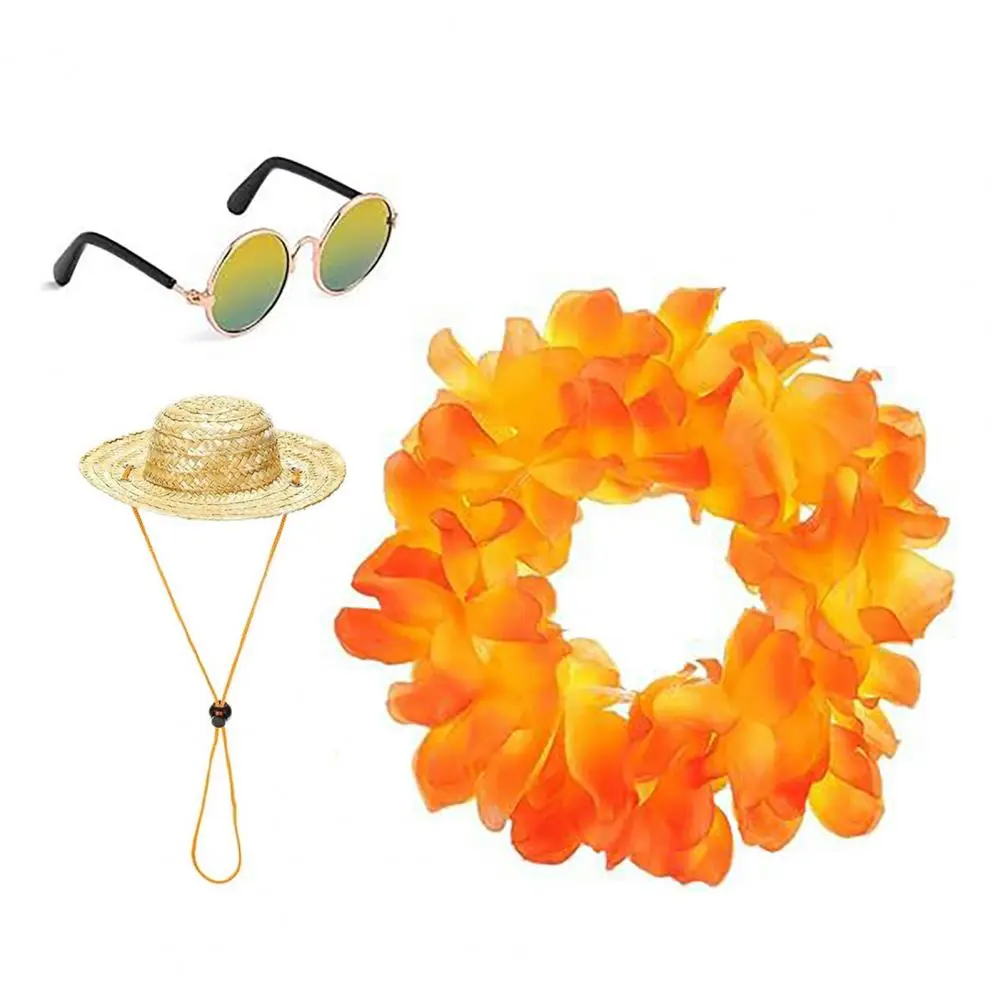 Bright Color Scheme Goose Outfit Hawaiian Porch Goose Outfits Set with Straw Hat Lei Costume for 23/17'' Lawn Patio Statue