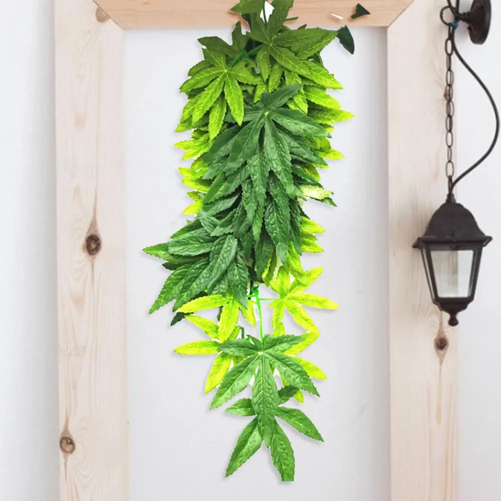 Simulation Leaves Attractive Highly Simulated Fish Tank Green Leaves Fake Plant Vibrant Color Plastic Faux Plant for Home