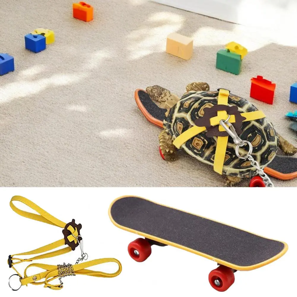 Tortoise Leash Pet Tortoise Training Set Adjustable Leash Harness Mini Skateboard for Lizard Dragon Outdoor for Small