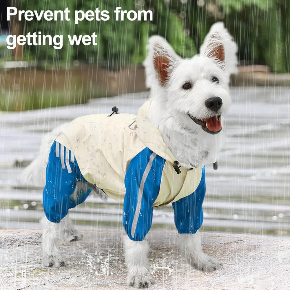 Full Body Cover Dog Raincoat Waterproof Hooded Dog Raincoat with Reflective Strips for Small Medium Dogs Pet Poncho for Small