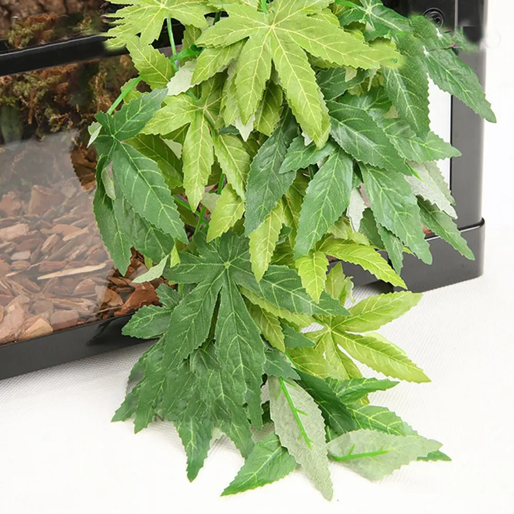 Simulation Leaves Attractive Highly Simulated Fish Tank Green Leaves Fake Plant Vibrant Color Plastic Faux Plant for Home