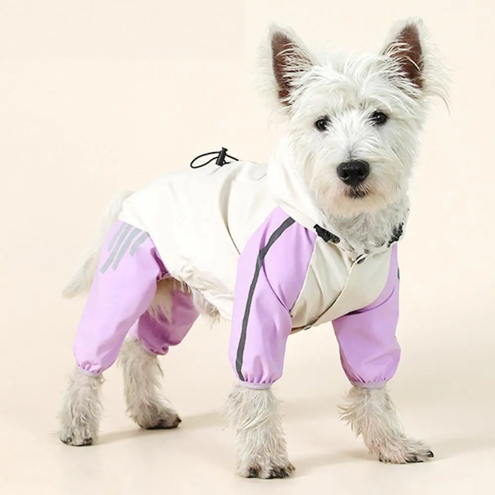 Full Body Cover Dog Raincoat Waterproof Hooded Dog Raincoat with Reflective Strips for Small Medium Dogs Pet Poncho for Small
