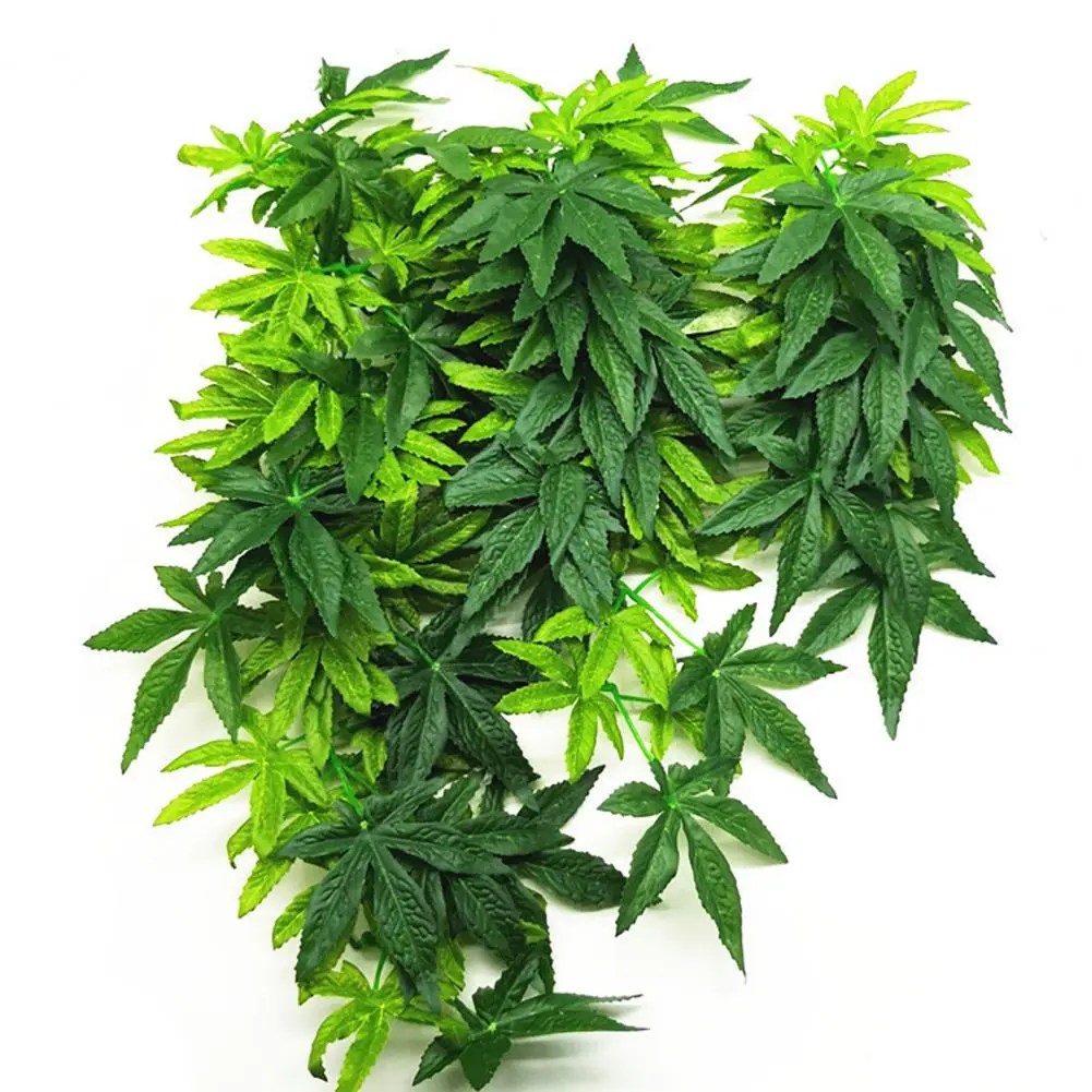 Simulation Leaves Attractive Highly Simulated Fish Tank Green Leaves Fake Plant Vibrant Color Plastic Faux Plant for Home