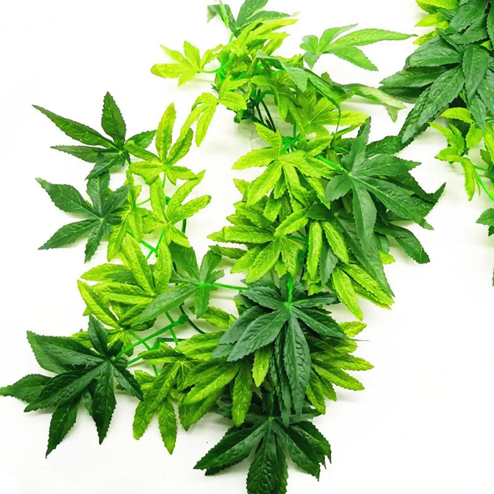 Simulation Leaves Attractive Highly Simulated Fish Tank Green Leaves Fake Plant Vibrant Color Plastic Faux Plant for Home