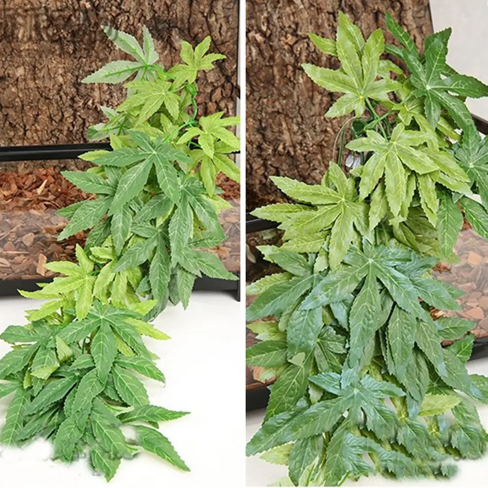 Simulation Leaves Attractive Highly Simulated Fish Tank Green Leaves Fake Plant Vibrant Color Plastic Faux Plant for Home
