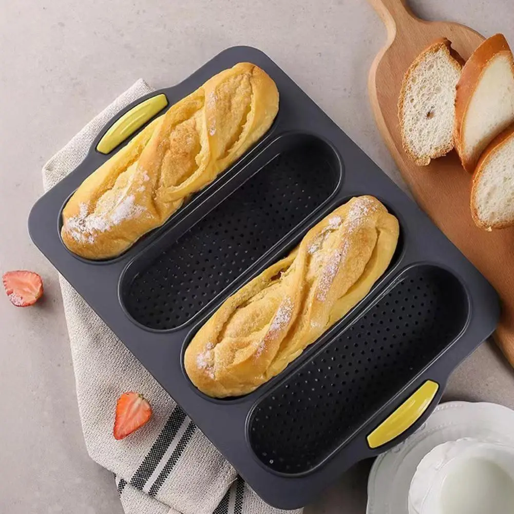 Unique Bottom Pattern Baguette Tray Non-stick Silicone Baguette Mold Baking Tray Set High Temperature Resistant Kitchen for Food