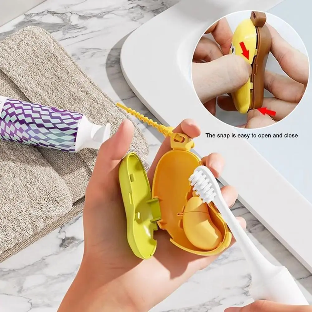 Compact Toothbrush Container Banana-shaped Toothbrush Cover Toothpaste Dispenser Travel Case Set Compact Portable for Oral