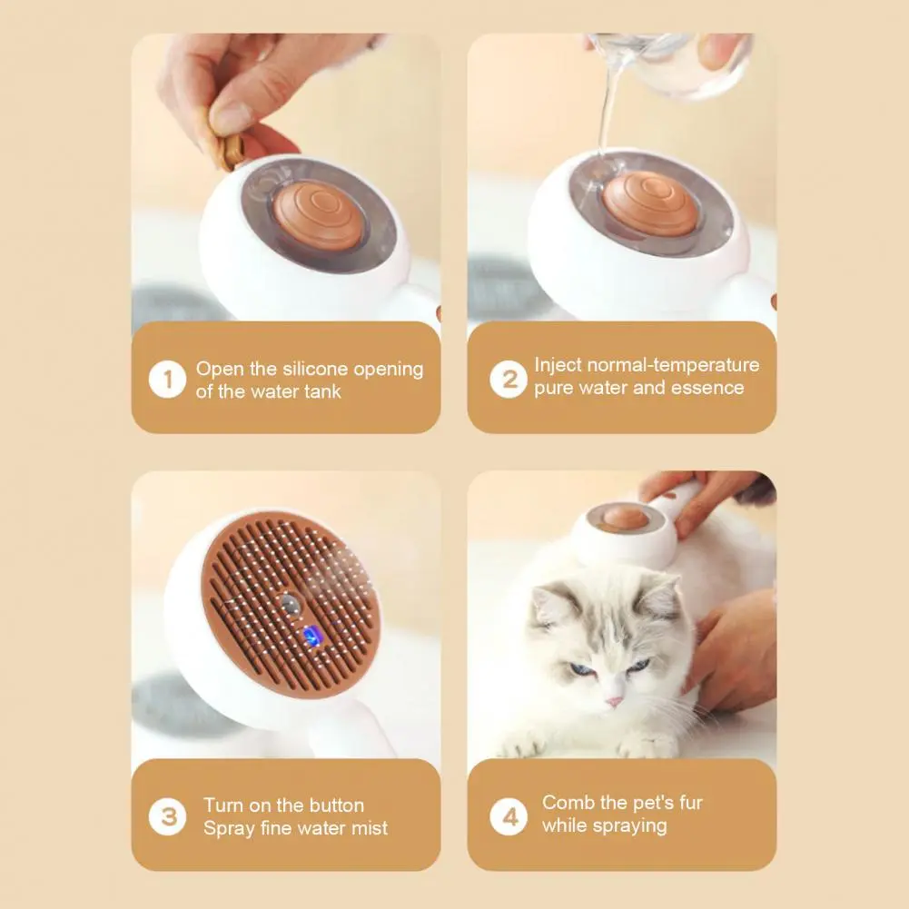 Health Protection Pet Comb Steamy Cat Grooming Brush for Shedding Hair Removal Self-cleaning Sliker Brush for Cats Dogs for Cats