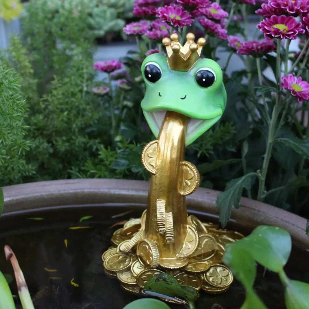 Cute Frog Ornament Golden Coin Spitting Frog Feng Shui Ornament for Wealth Luck Fortune Treasure Resin Tabletop for Home