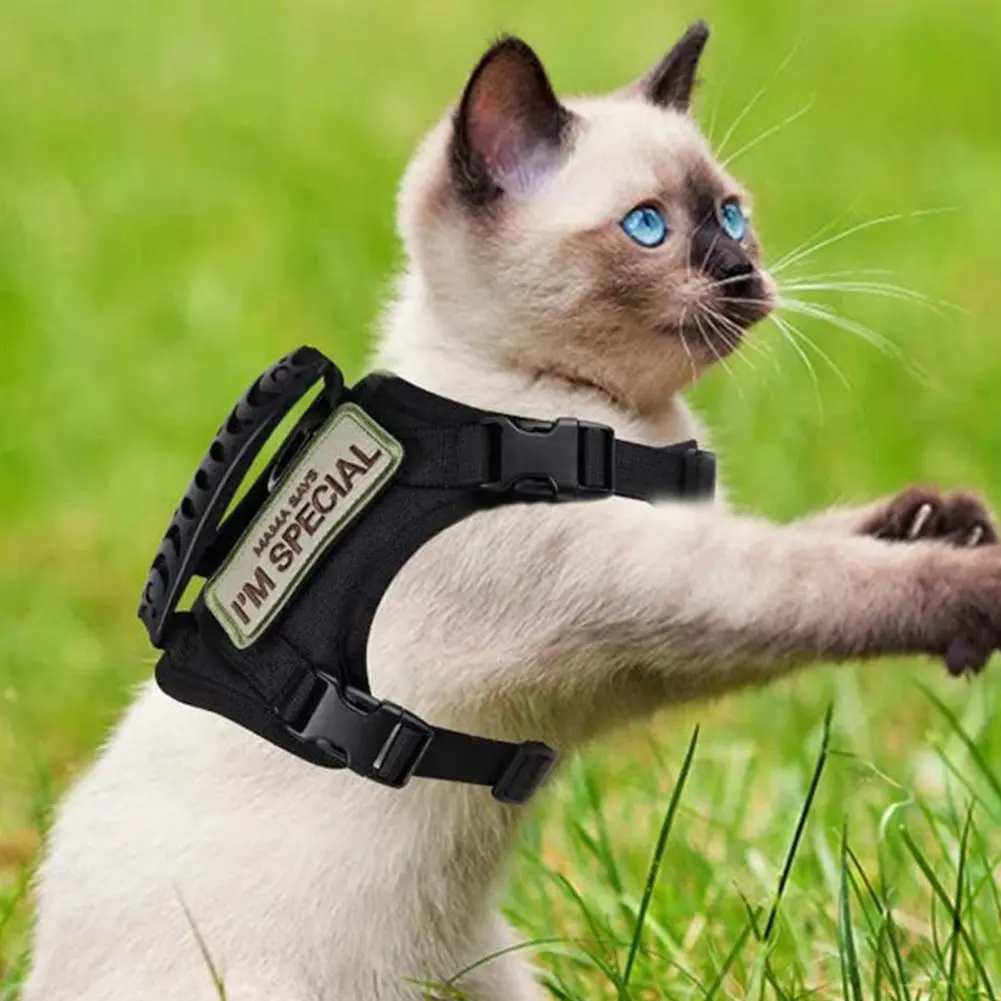 Comfortable Pet Harness Adjustable Escape Proof Cat Harness with Breathable Vest Waterproof for Walking for Small for Outdoor