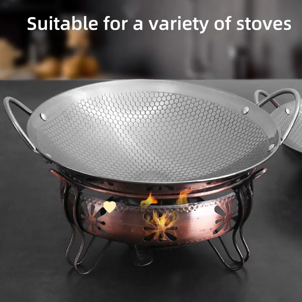 Honey Pot Durable Stainless Steel Honeycomb Skillet with Non-stick Surface Dual Handles for Stir-fry Frying Cooking Pasta Sleek