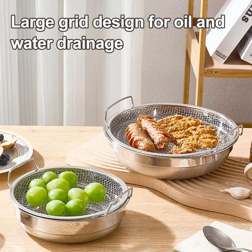 Non-rusting Kitchen Filter Stand Stainless Steel Reusable Filter Basket for Frying Grilling Round Mesh Tray for Fruit for Quick