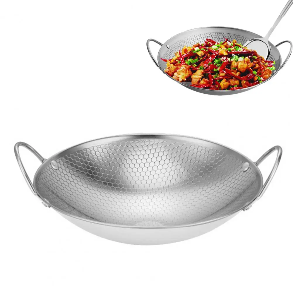 Honey Pot Durable Stainless Steel Honeycomb Skillet with Non-stick Surface Dual Handles for Stir-fry Frying Cooking Pasta Sleek