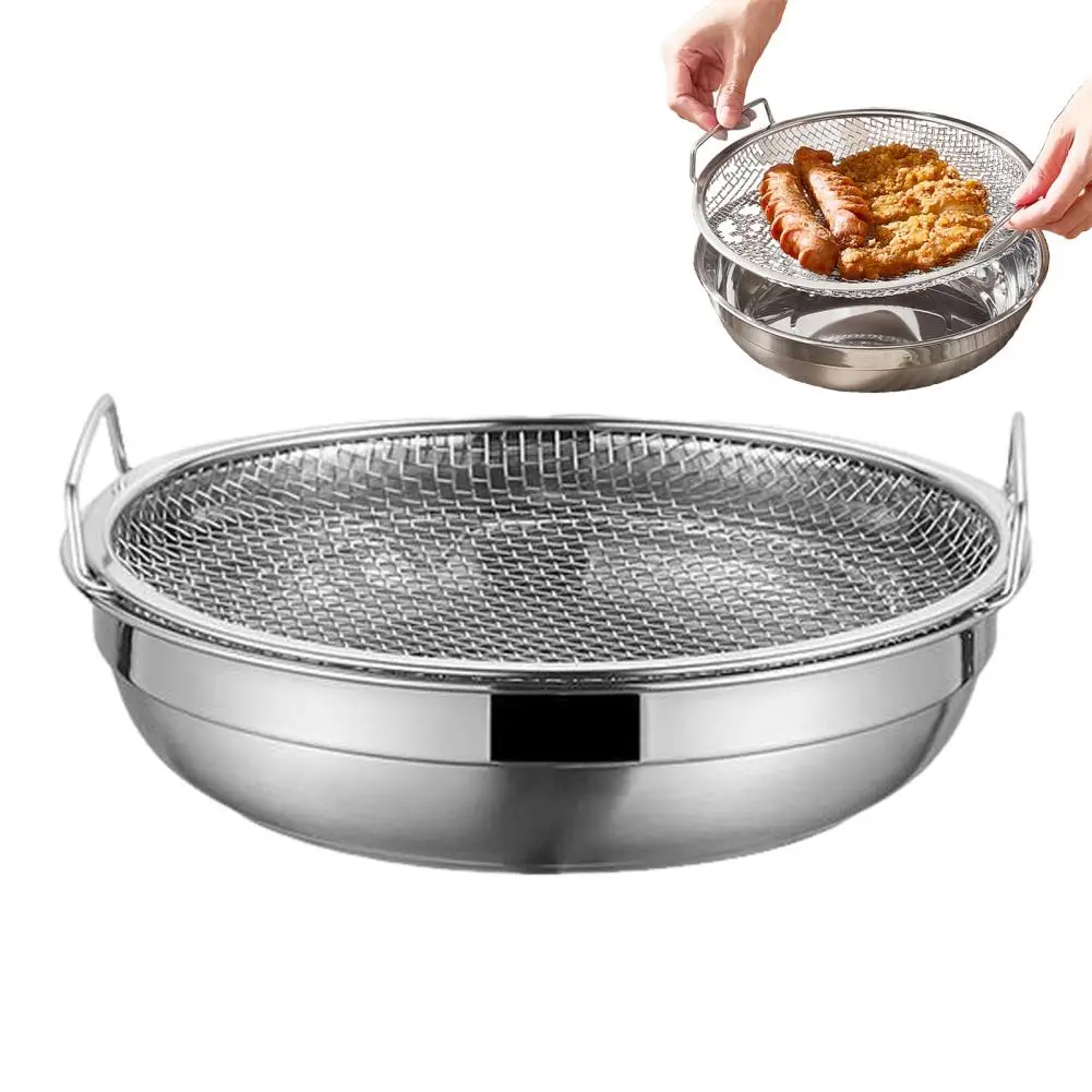 Non-rusting Kitchen Filter Stand Stainless Steel Reusable Filter Basket for Frying Grilling Round Mesh Tray for Fruit for Quick
