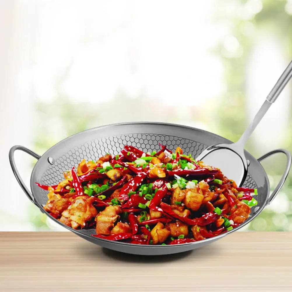 Honey Pot Durable Stainless Steel Honeycomb Skillet with Non-stick Surface Dual Handles for Stir-fry Frying Cooking Pasta Sleek