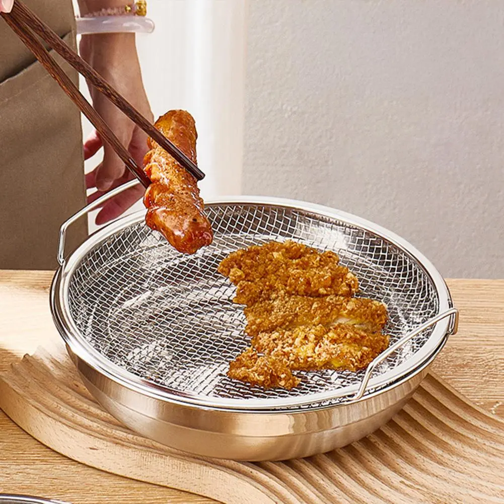 Non-rusting Kitchen Filter Stand Stainless Steel Reusable Filter Basket for Frying Grilling Round Mesh Tray for Fruit for Quick