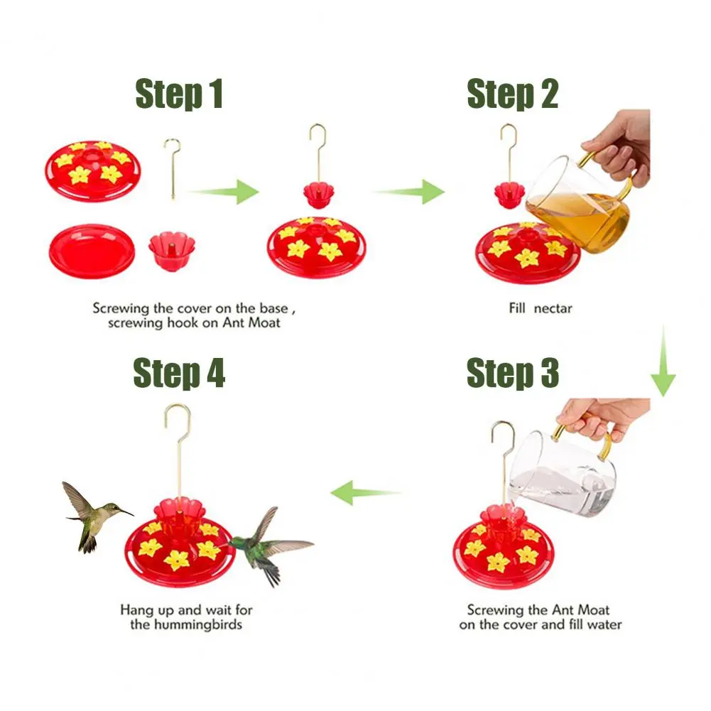 Hummingbird Feeder with Leak-proof Design Leak-proof Hummingbird Feeder with 6 Flower-shaped Feeding for Attracting for Watching