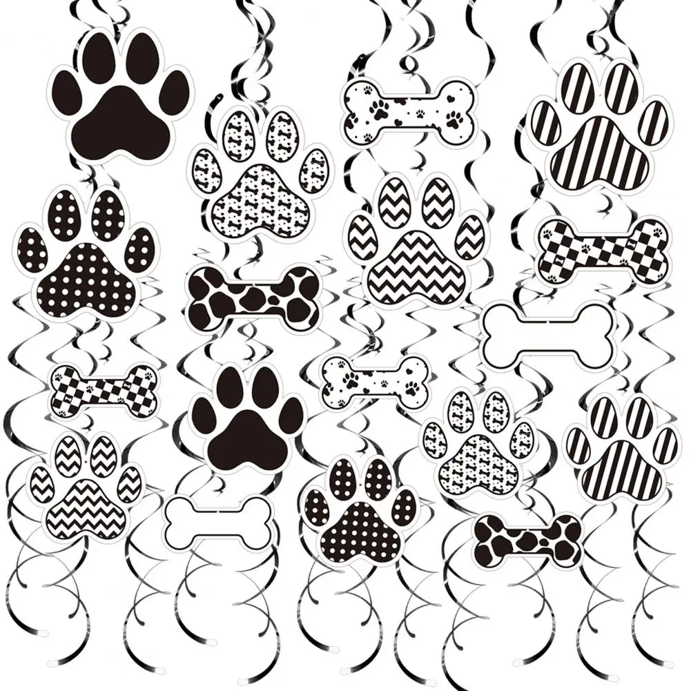 Decorative Ceiling Swirls Dog Themed Party Hanging Swirls Paw Prints Bones Decorations for Pets Birthday Baby Shower for Events