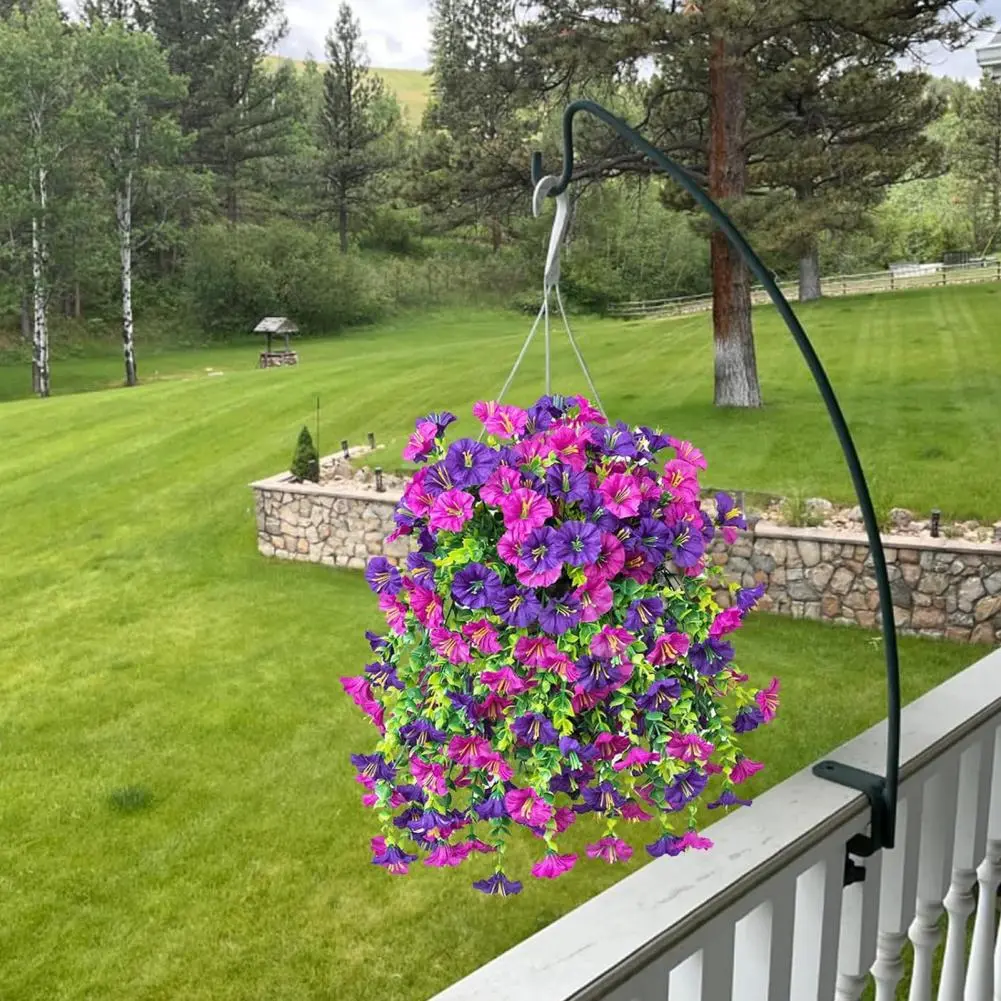 Artificial Outdoor Hanging Flowers Uv-proof Hanging Morning Glories All-weather Artificial Flowers for Outdoor for Indoor