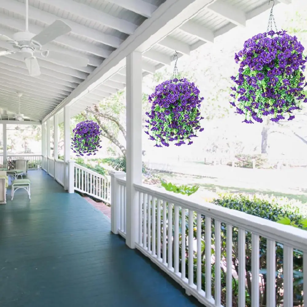 Artificial Outdoor Hanging Flowers Uv-proof Hanging Morning Glories All-weather Artificial Flowers for Outdoor for Indoor