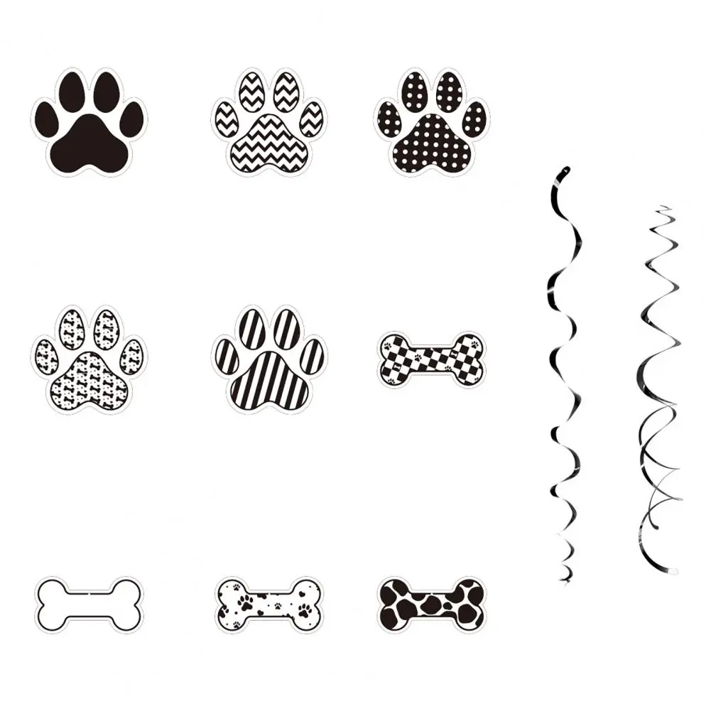 Decorative Ceiling Swirls Dog Themed Party Hanging Swirls Paw Prints Bones Decorations for Pets Birthday Baby Shower for Events