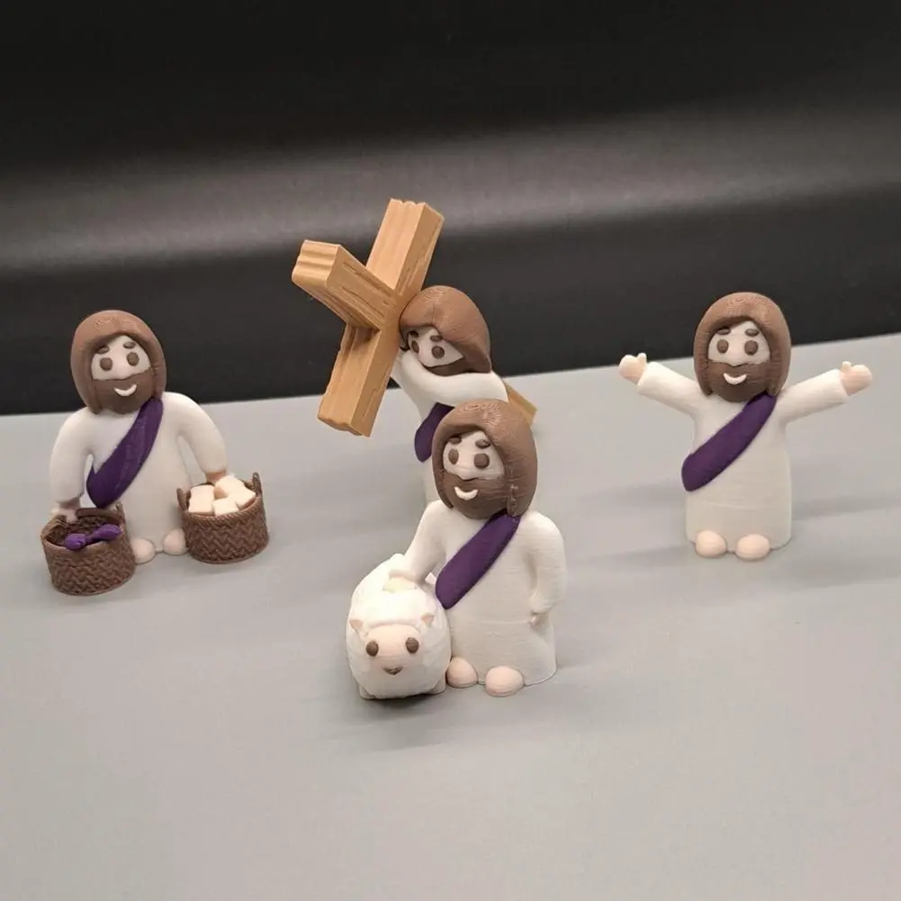 Jesus Statues Set of Mini Jesus Figurines Adorable Easter Decorations Realistic Small Statues for Gifts 4pcs Bundle Jesus