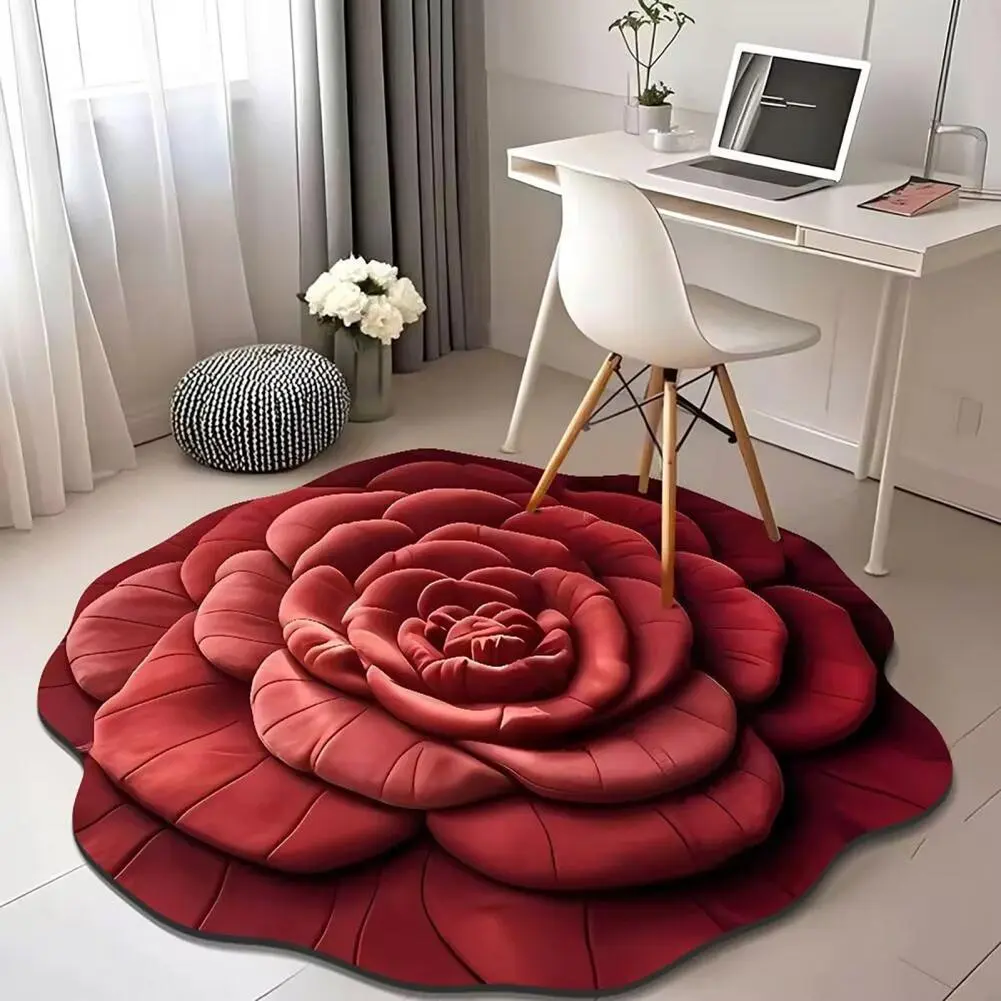 3d Floral Pattern Rug 3d Floral Plush Floor Mat with Non-slip Absorbent Diatomaceous Earth Rug for Room Kitchen for Bedroom