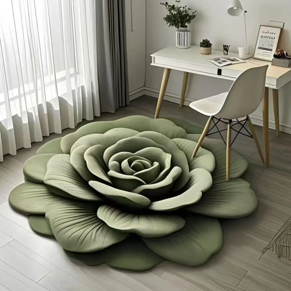 3d Floral Pattern Rug 3d Floral Plush Floor Mat with Non-slip Absorbent Diatomaceous Earth Rug for Room Kitchen for Bedroom