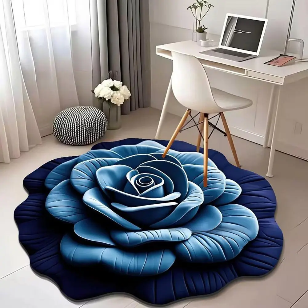3d Floral Pattern Rug 3d Floral Plush Floor Mat with Non-slip Absorbent Diatomaceous Earth Rug for Room Kitchen for Bedroom