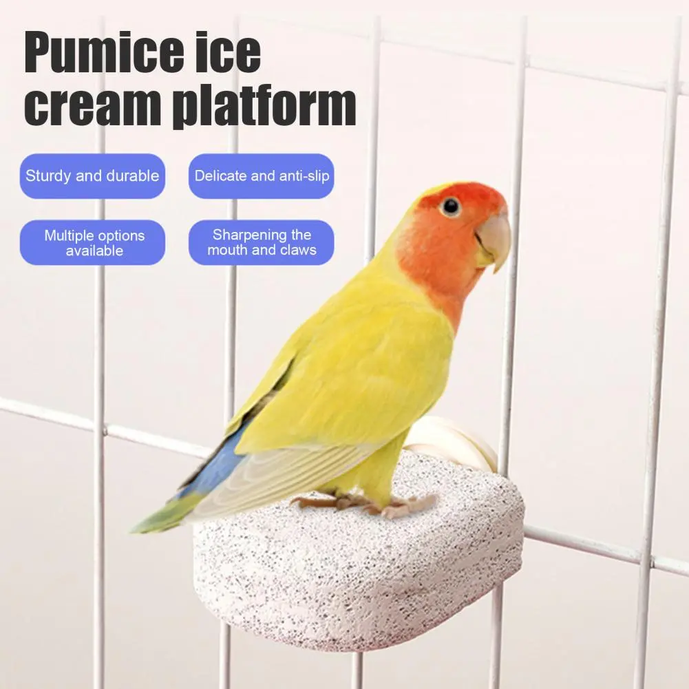 Natural Stone Parrot Stand Birds Beak Grinding Stone Perch Chewing Toy for Parrot Calcium Platform Foot Claws Trimmer Small