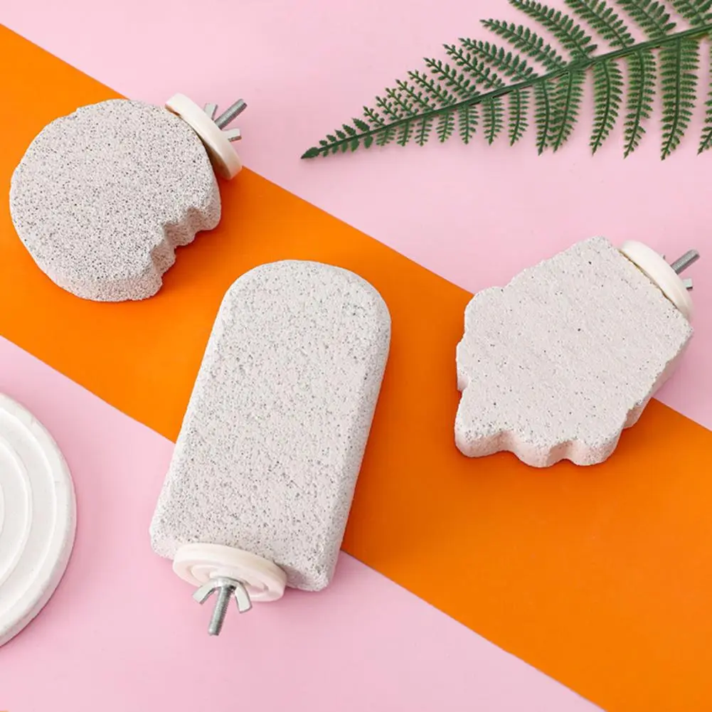 Natural Stone Parrot Stand Birds Beak Grinding Stone Perch Chewing Toy for Parrot Calcium Platform Foot Claws Trimmer Small
