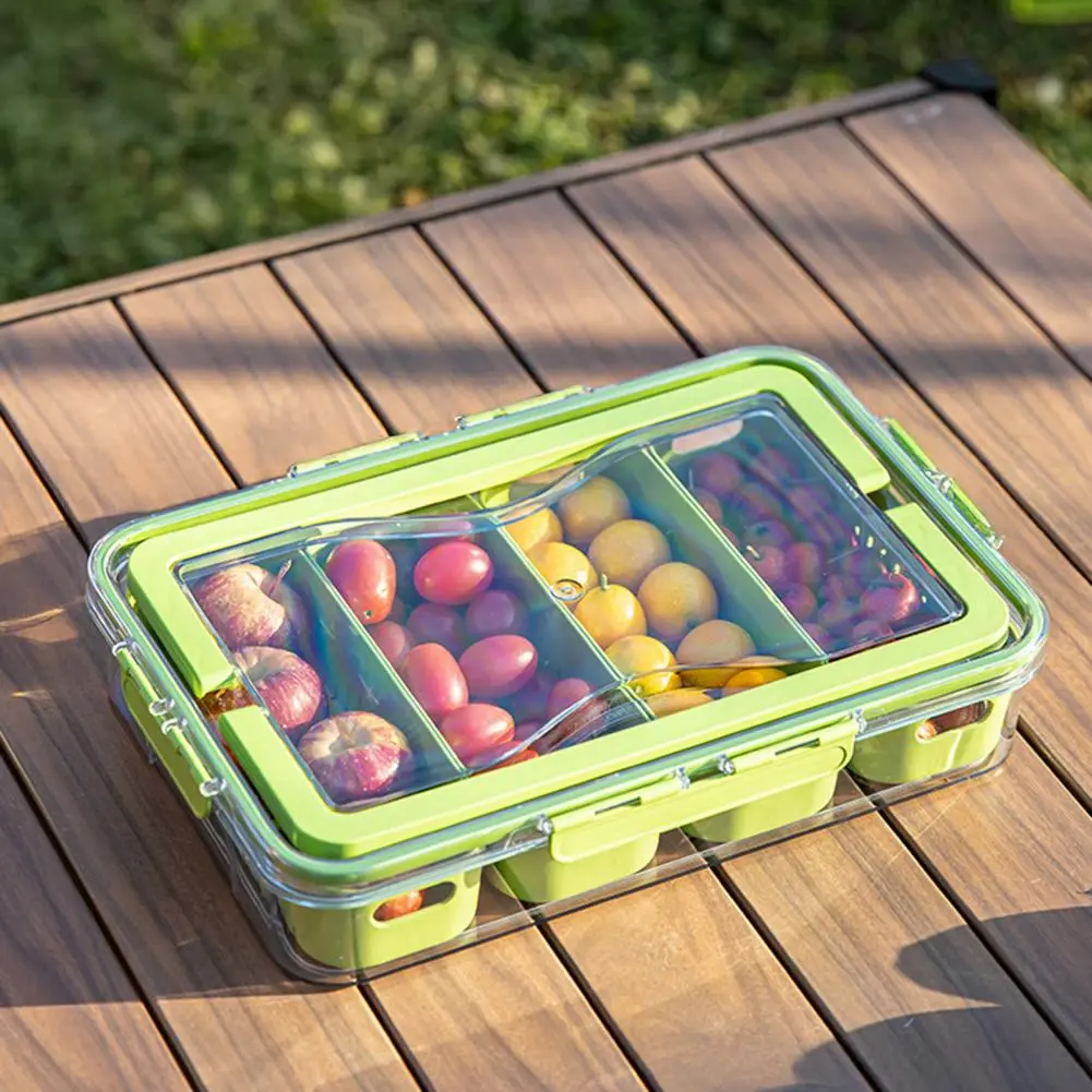 Snack Storage Box Capacity Bpa Free Food Storage Box with Lid Divided Serving Tray Transparent Design Easy to for Organizing
