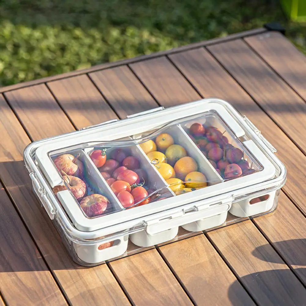 Snack Storage Box Capacity Bpa Free Food Storage Box with Lid Divided Serving Tray Transparent Design Easy to for Organizing