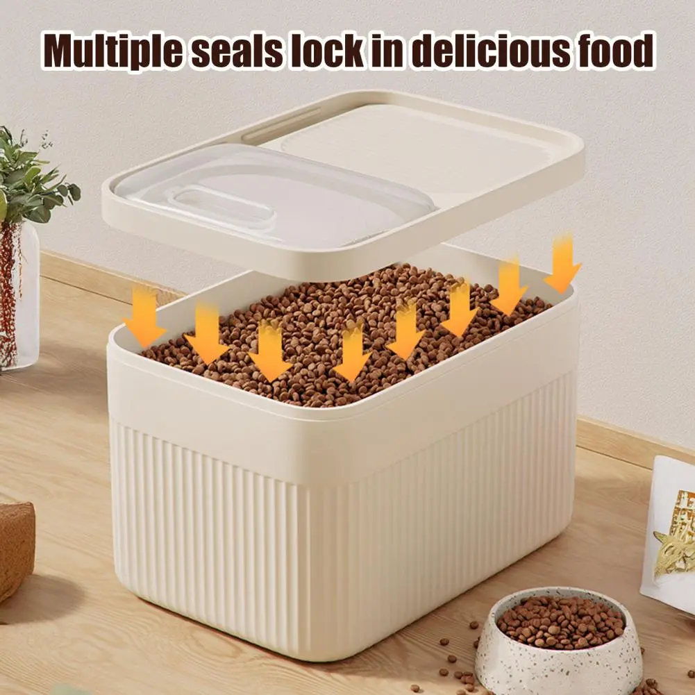 Pet Food Storage Container Capacity Grain Storage Barrel with Built-in Measuring Cup Airtight Cover for Pet Food for Efficient