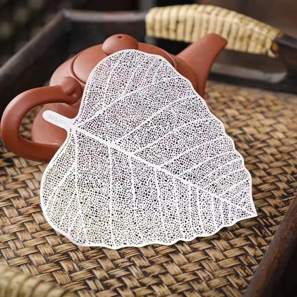 Easy to Clean Tea Accessory Stainless Steel Leaf Shaped Tea Strainer Mesh Infuser Set for Loose Leaf Tea Decorative for Lovers