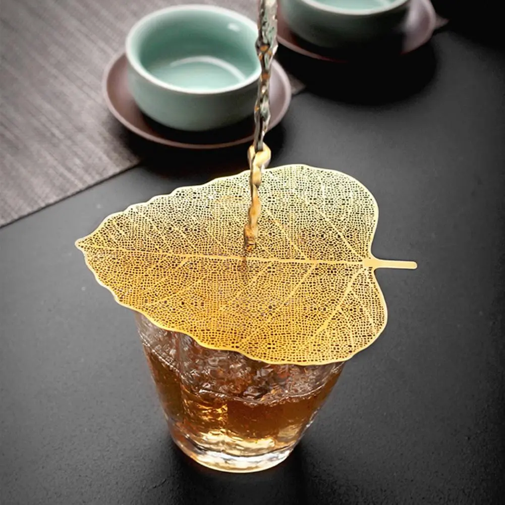 Easy to Clean Tea Accessory Stainless Steel Leaf Shaped Tea Strainer Mesh Infuser Set for Loose Leaf Tea Decorative for Lovers