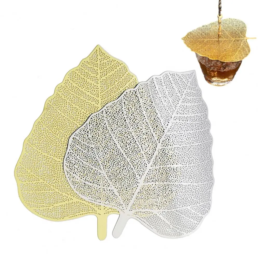 Easy to Clean Tea Accessory Stainless Steel Leaf Shaped Tea Strainer Mesh Infuser Set for Loose Leaf Tea Decorative for Lovers