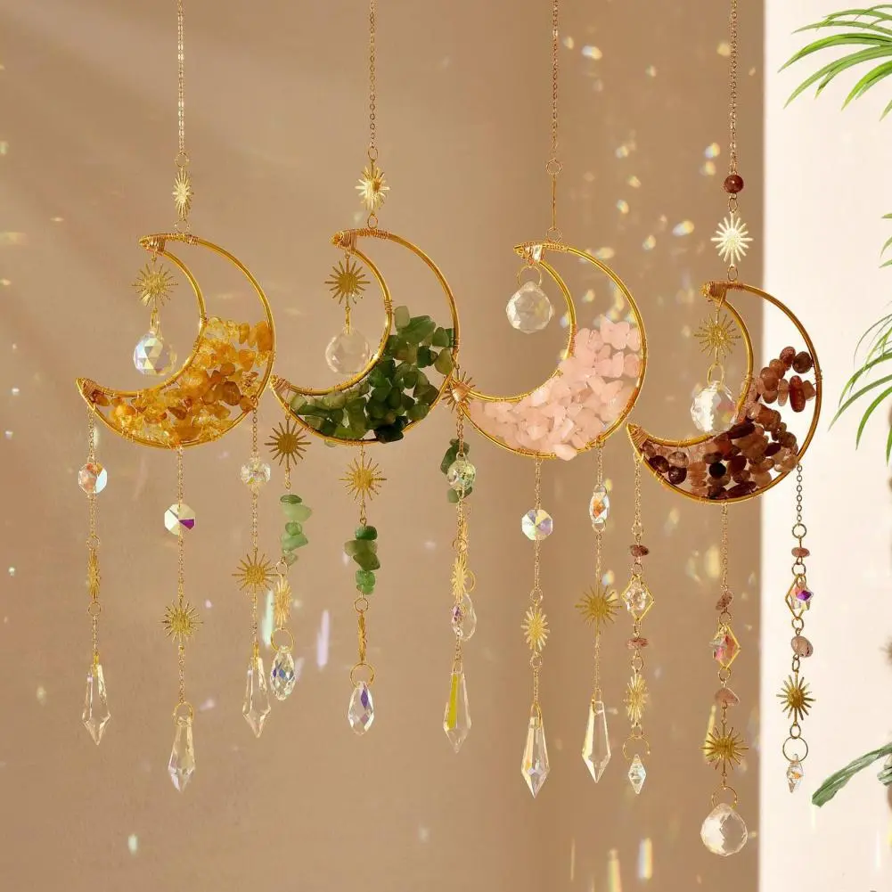 Sunlight Refracting Decoration Sun Catcher Moon Rainbow Maker for Window Balcony Garden Hanging Sparkling Prism for Bedroom