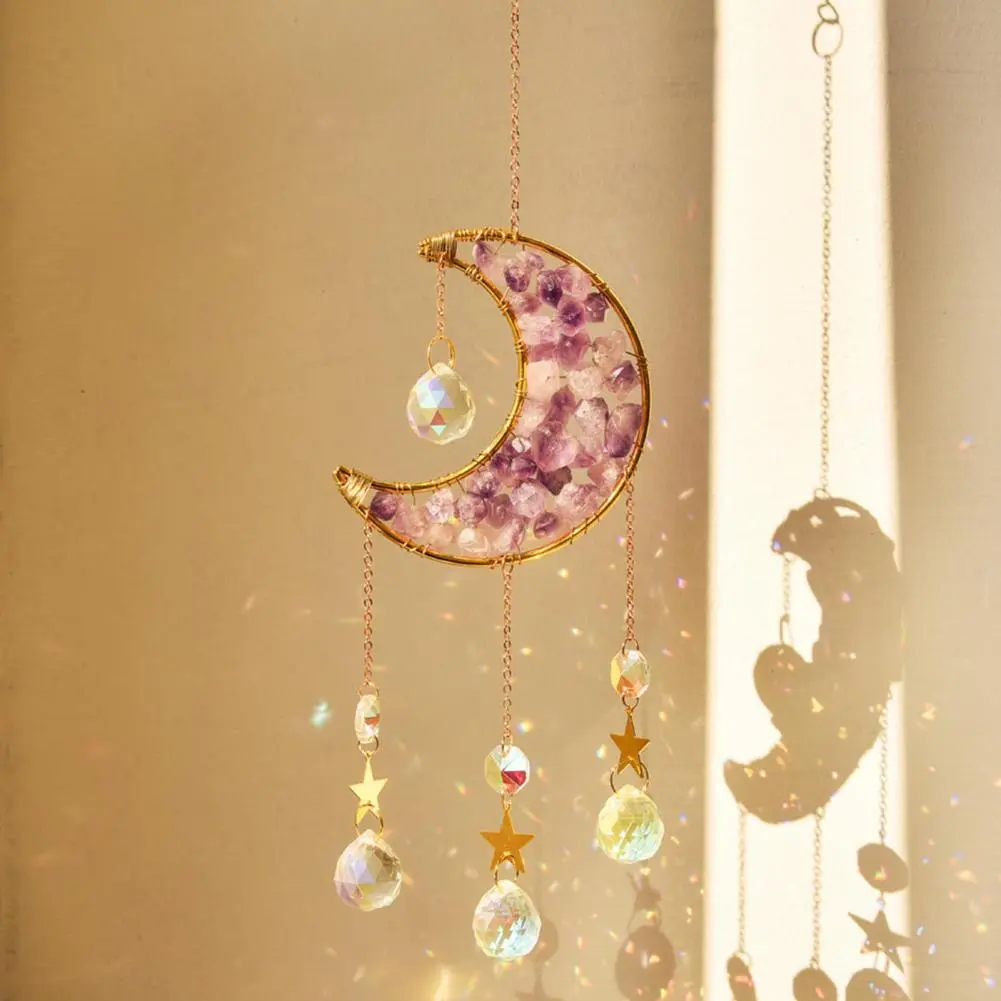 Sunlight Refracting Decoration Sun Catcher Moon Rainbow Maker for Window Balcony Garden Hanging Sparkling Prism for Bedroom