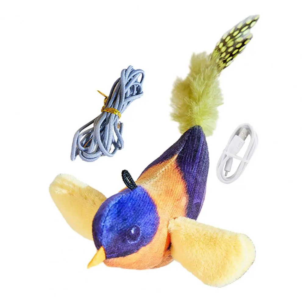 Cat Toy Flapping Wings Birds Cat Toy with Chirping Sound for Indoor Cats Touch Activated Plush Birds Kitten for Adult for Cats