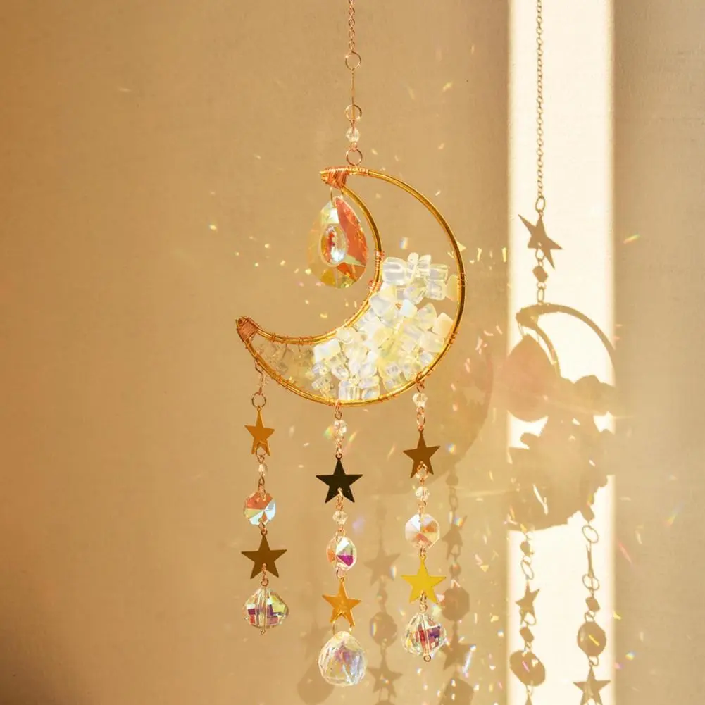 Sunlight Refracting Decoration Sun Catcher Moon Rainbow Maker for Window Balcony Garden Hanging Sparkling Prism for Bedroom