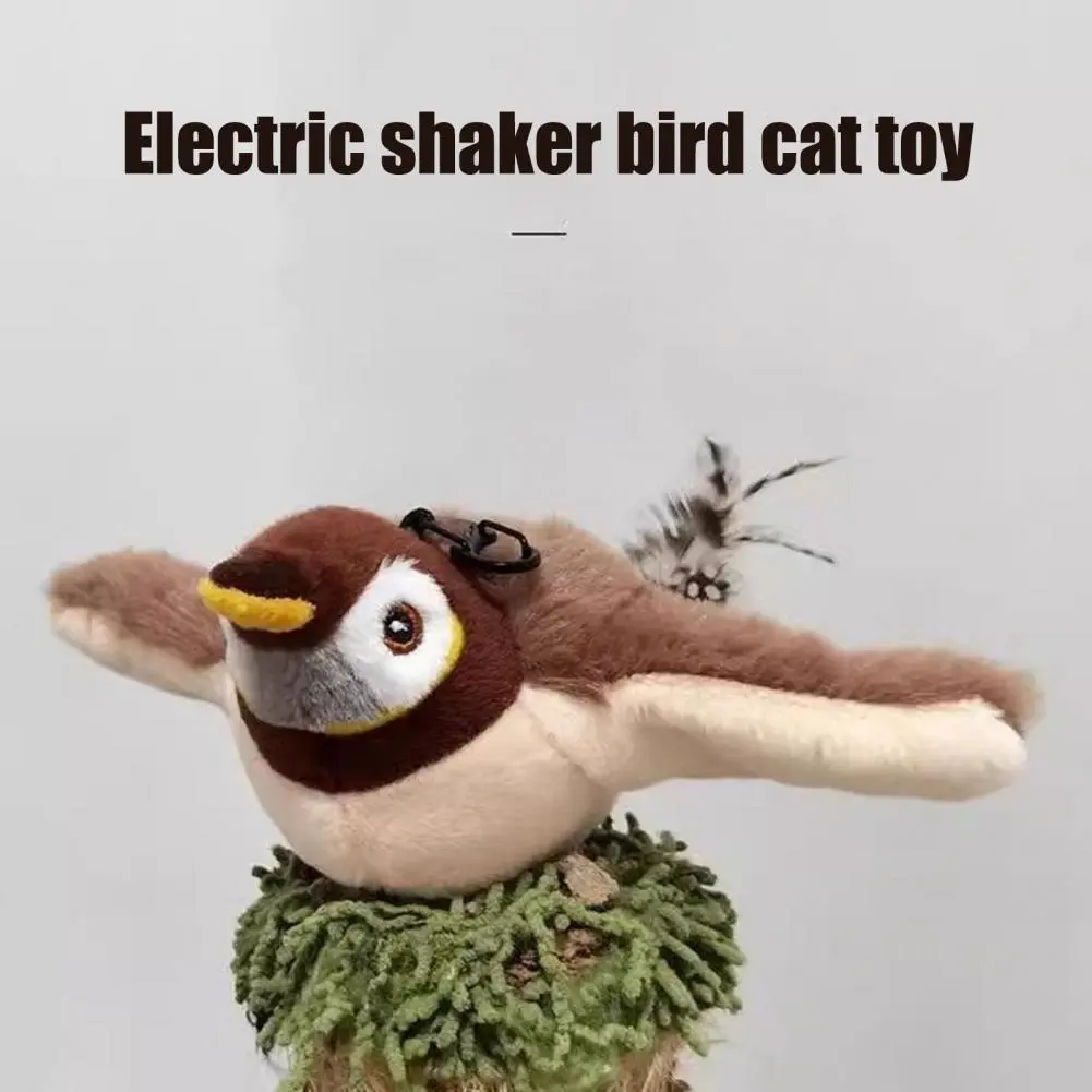Cat Toy Flapping Wings Birds Cat Toy with Chirping Sound for Indoor Cats Touch Activated Plush Birds Kitten for Adult for Cats