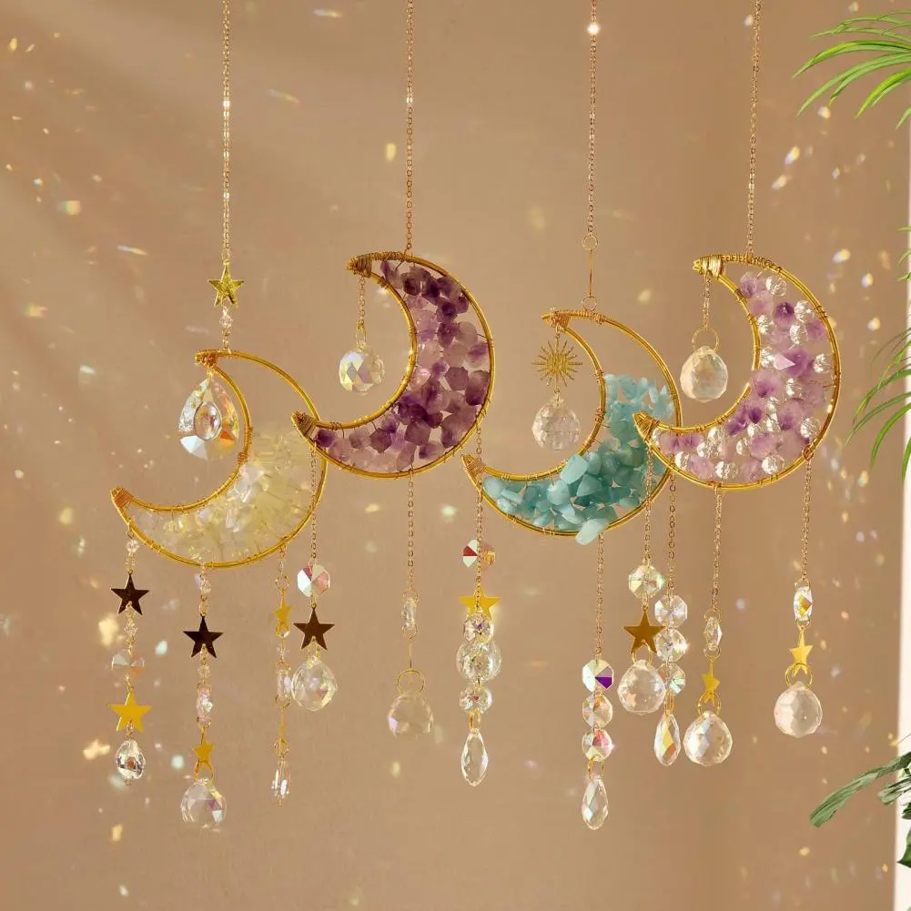 Sunlight Refracting Decoration Sun Catcher Moon Rainbow Maker for Window Balcony Garden Hanging Sparkling Prism for Bedroom