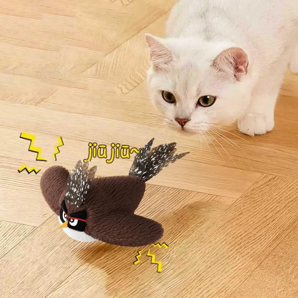 Cat Toy Flapping Wings Birds Cat Toy with Chirping Sound for Indoor Cats Touch Activated Plush Birds Kitten for Adult for Cats