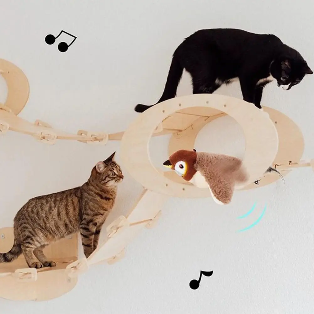 Cat Toy Flapping Wings Birds Cat Toy with Chirping Sound for Indoor Cats Touch Activated Plush Birds Kitten for Adult for Cats