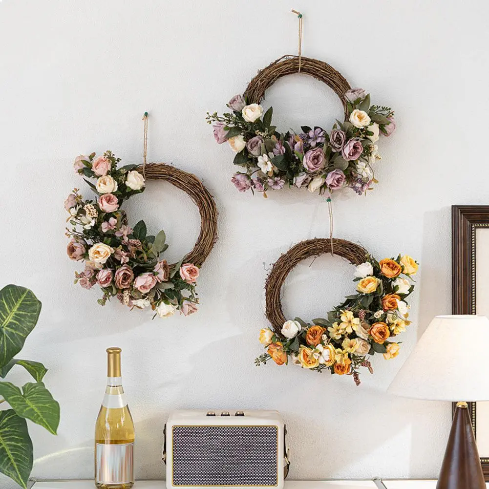 Artificial Green Leaf Garland Handmade Floral Twig Garland for Front Door Wedding Wall Hanging Decor Artificial for Birthday