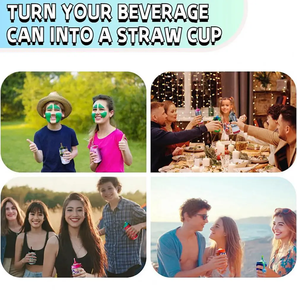 Lid with Telescopic Straw Reusable Silicone Soda Lids with Telescopic Straw Energy Drink Covers for Coke Beer Juice for Standard