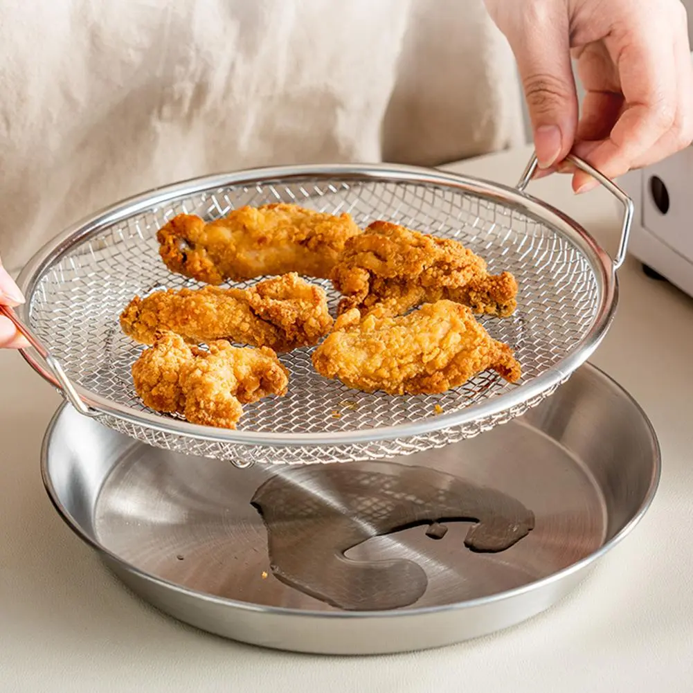 Quick Meals Accessory Non-stick Stainless Steel Air Fryer Basket for Oven 12.8'' Round Mesh Baking Tray Rack for Convection
