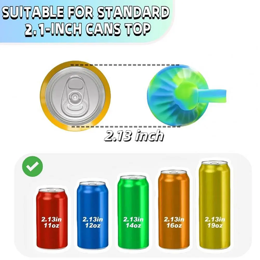 Lid with Telescopic Straw Reusable Silicone Soda Lids with Telescopic Straw Energy Drink Covers for Coke Beer Juice for Standard